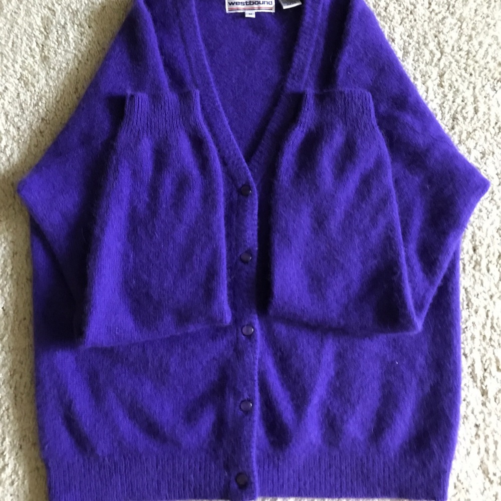 Purple angora cardigan